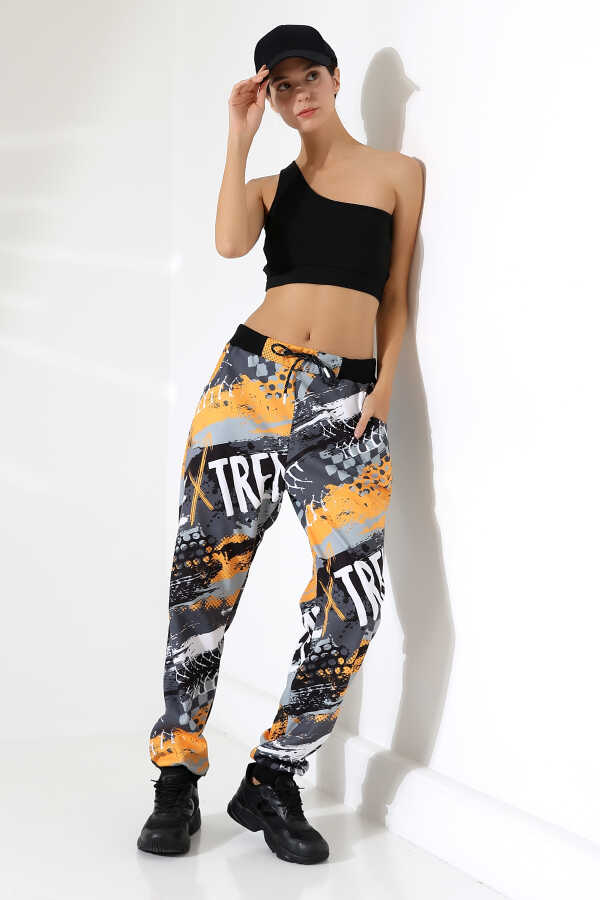 Unisex Karışık Desen Jogger Lastik Paça Sokak Stili Oversize Eşofman Altı | MS             1318